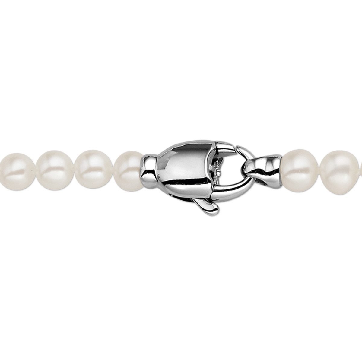Gerhodineerd zilveren ketting met parels 6 mm