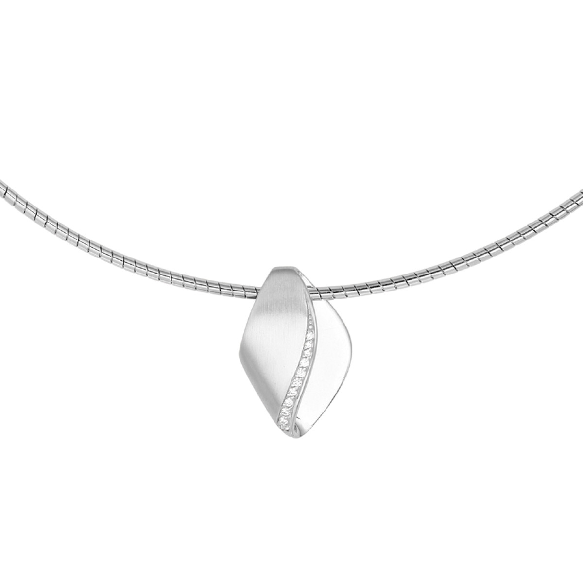 Gerhodineerde zilveren collier met poli/matte afwerking en hanger