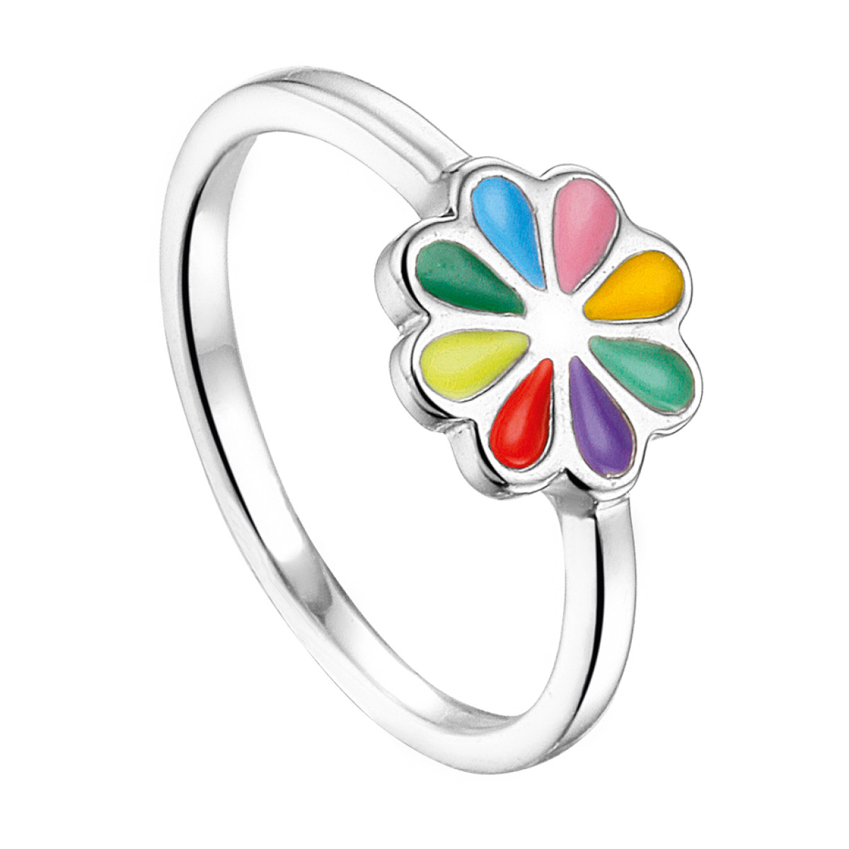 Kinderring van zilver en bloementhema 7.5 mm