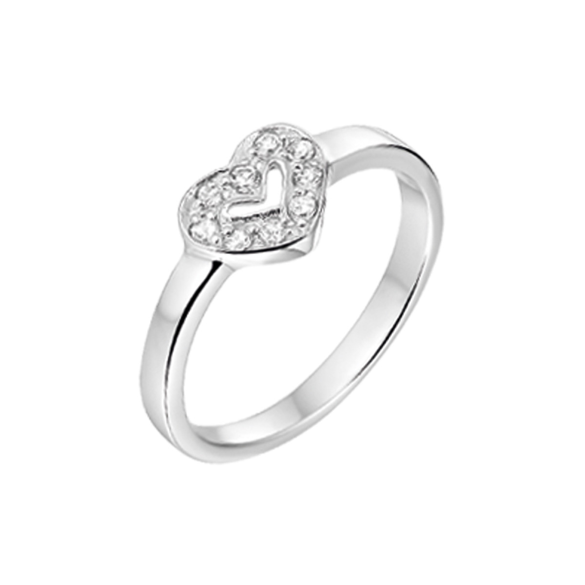 Kinderring van zilver met liefdethema