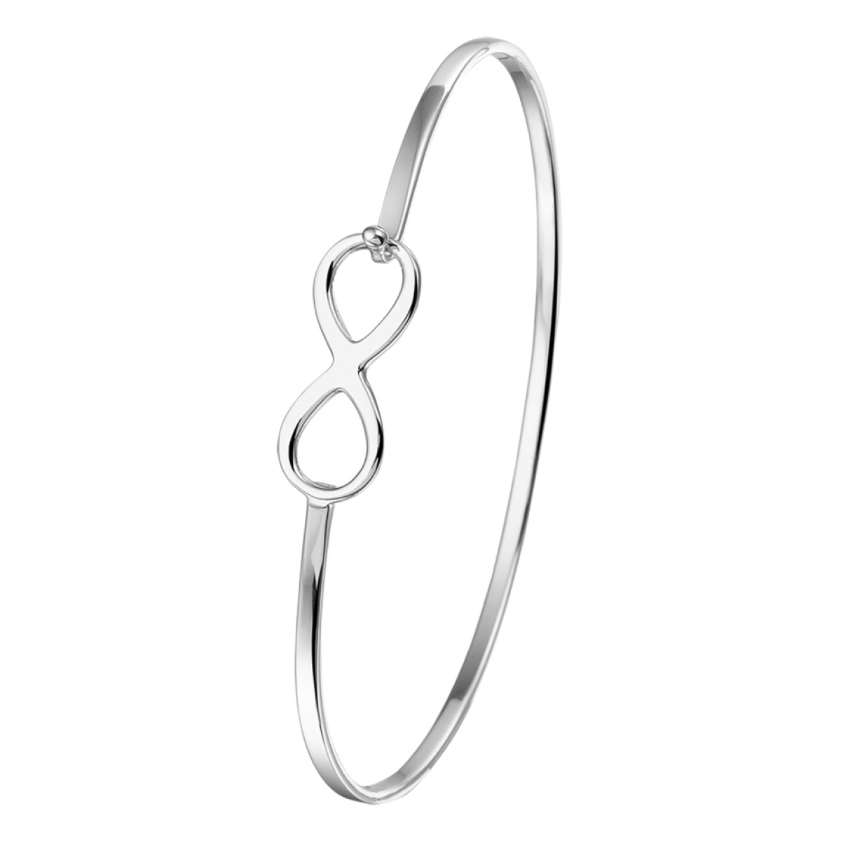 Leuke hippe klem armband van zilver met infinity teken