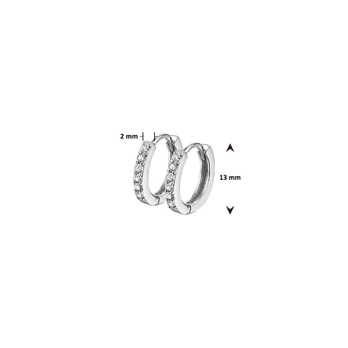 Mooie zirkonia klapcreolen 2 mm breed