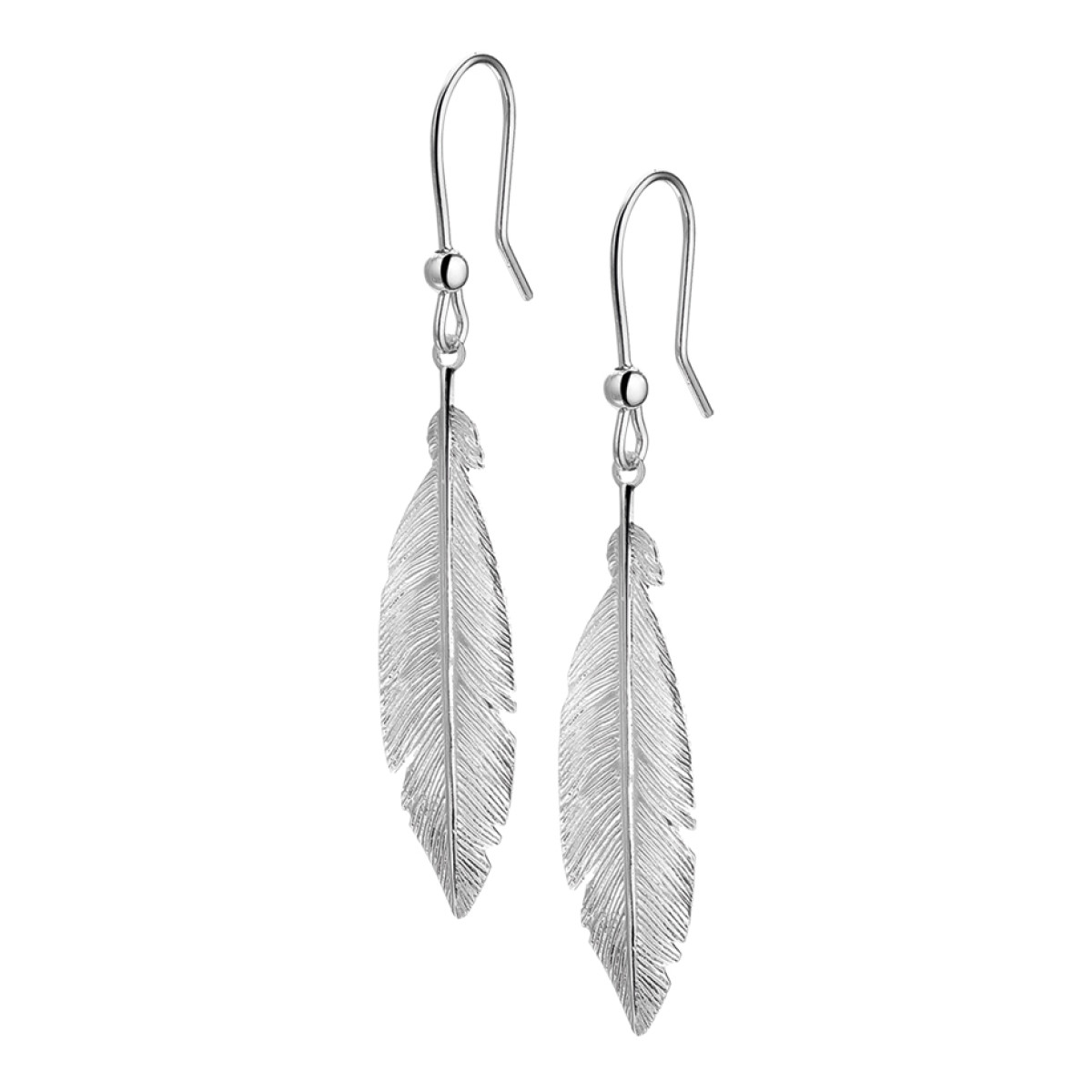 Oorhangers van zilver met veer 59 mm hoog