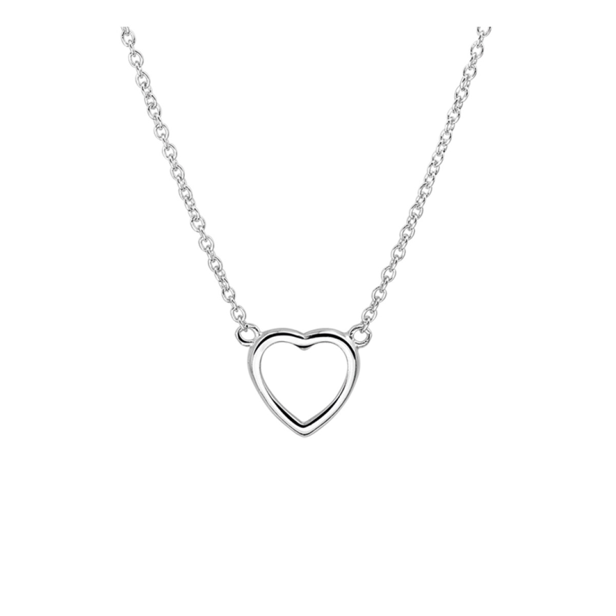 Open hartjes ketting zilver