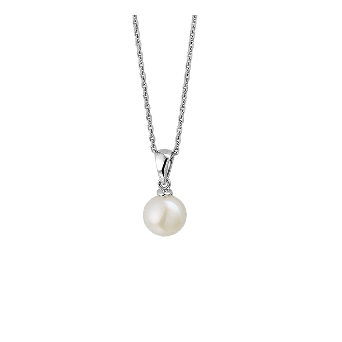 Trendy zilveren parelketting 41-45 cm
