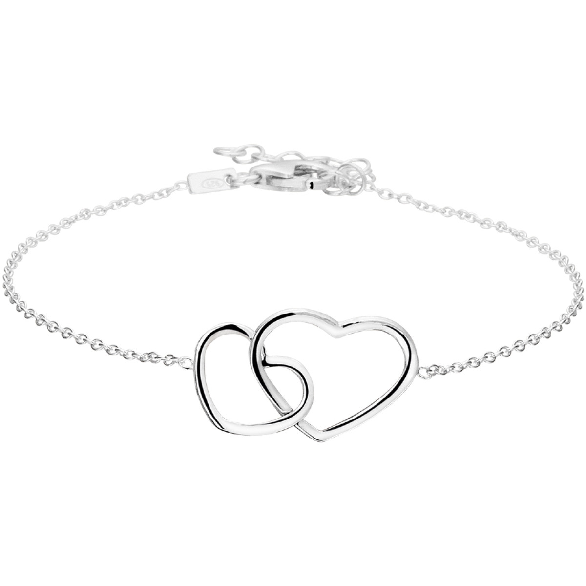 Zilveren armband met twee verbonden harten