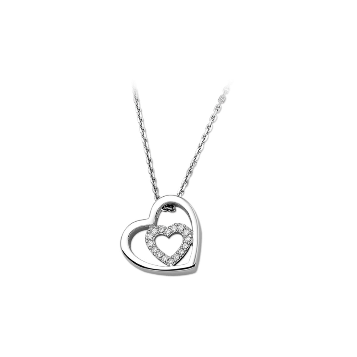 Zilveren ketting met hartje 41-45 cm