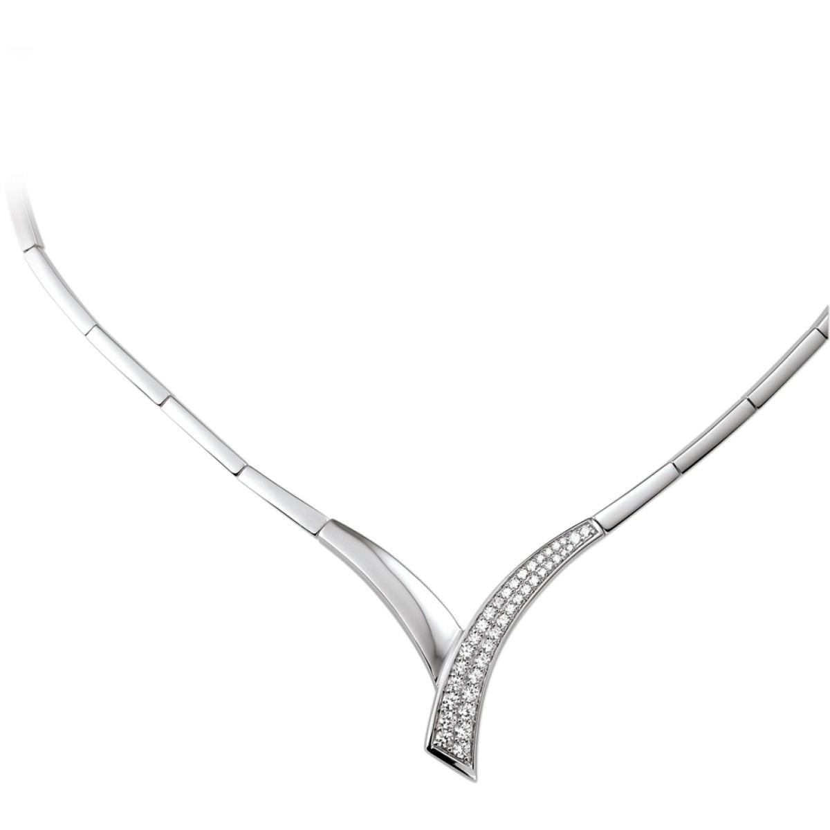 Zilveren ketting met zirkonia steentjes