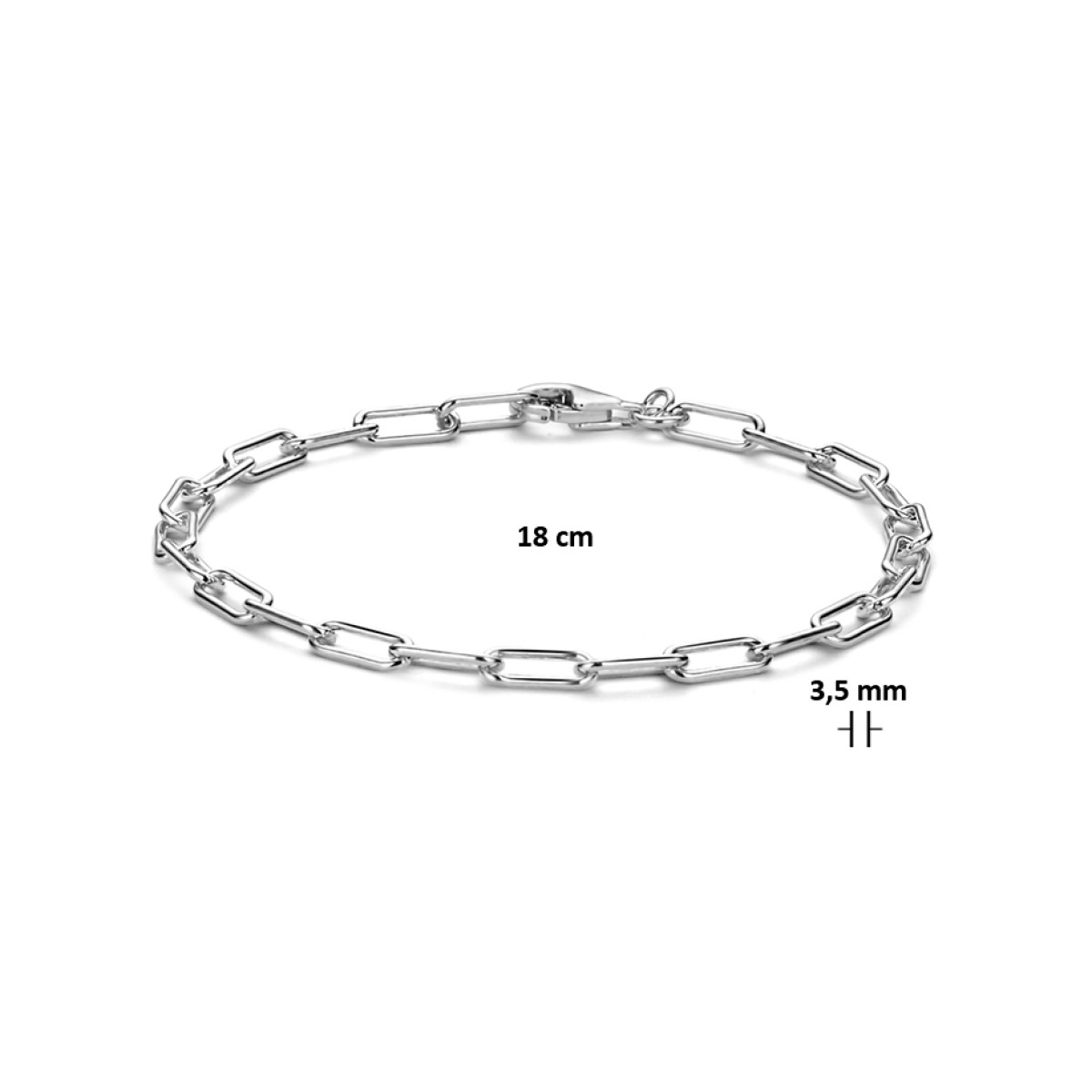 Zilveren paperclip armband 3.5 mm 18 cm