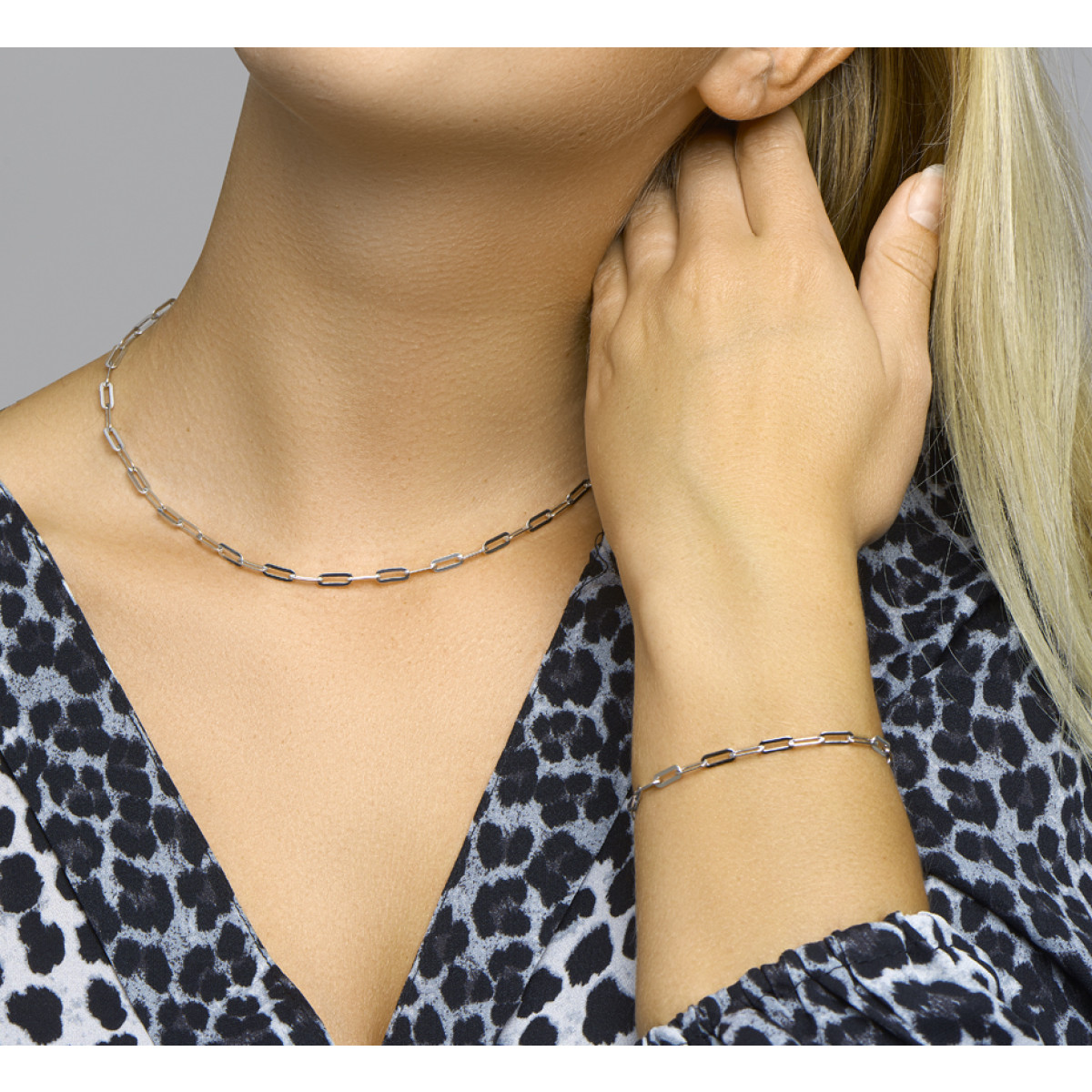 Zilveren paperclip collier 3.8 mm 41+4 cm