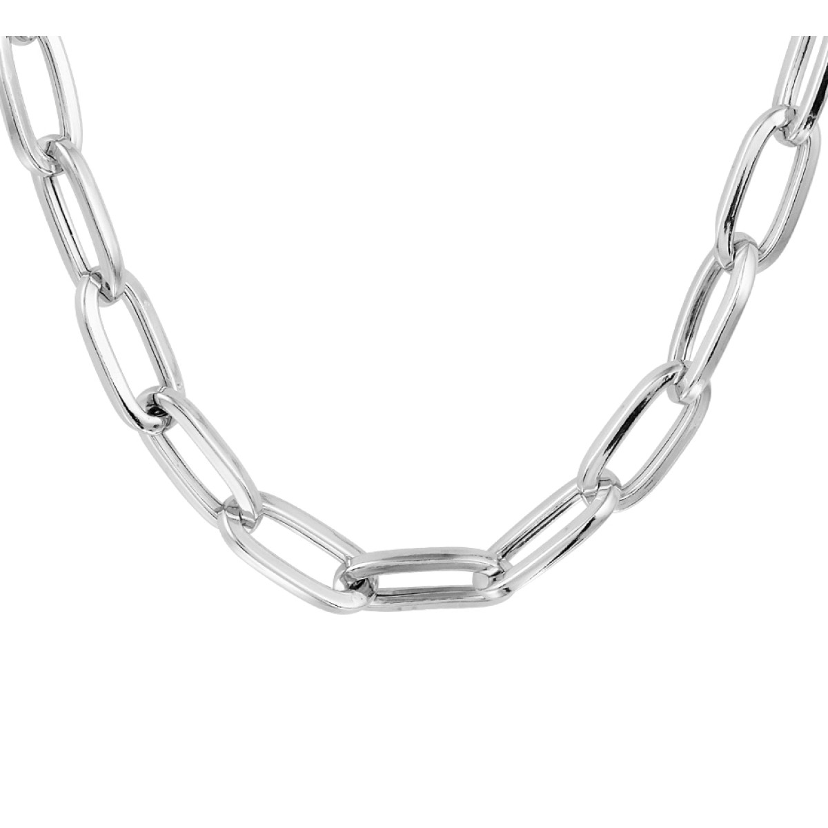 Zilveren paperclipcollier 8.6 mm 45 cm