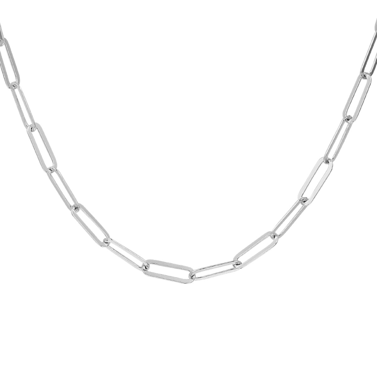 Zilveren paperclipketting 3.8 mm 41+4 cm