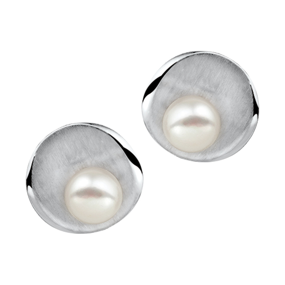 Zilveren parel oorknoppen 8 mm