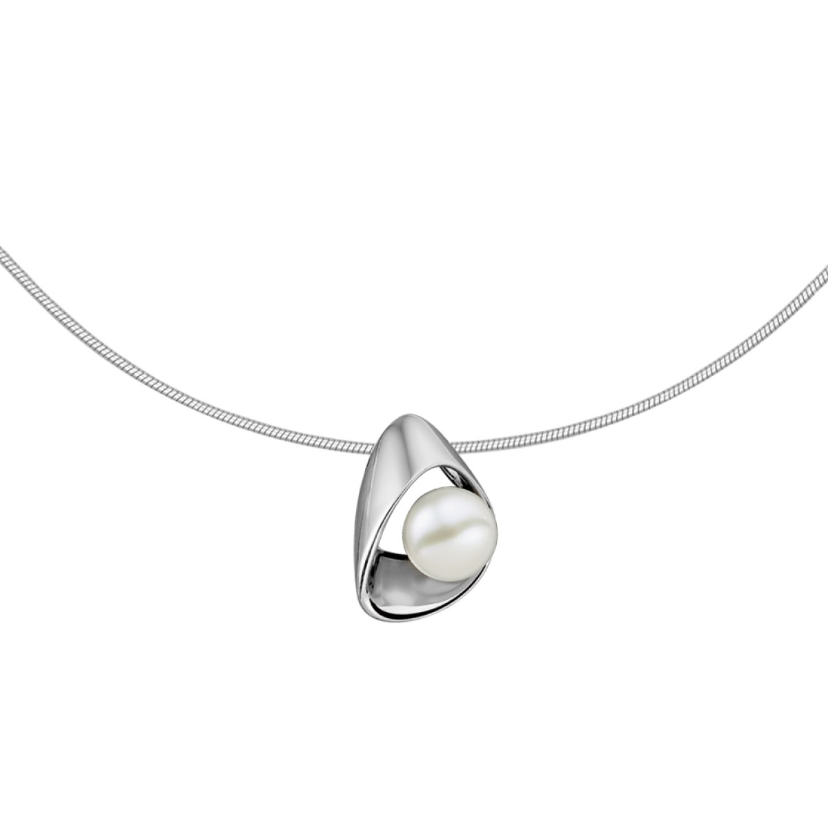 Zilveren Omga ketting met parel