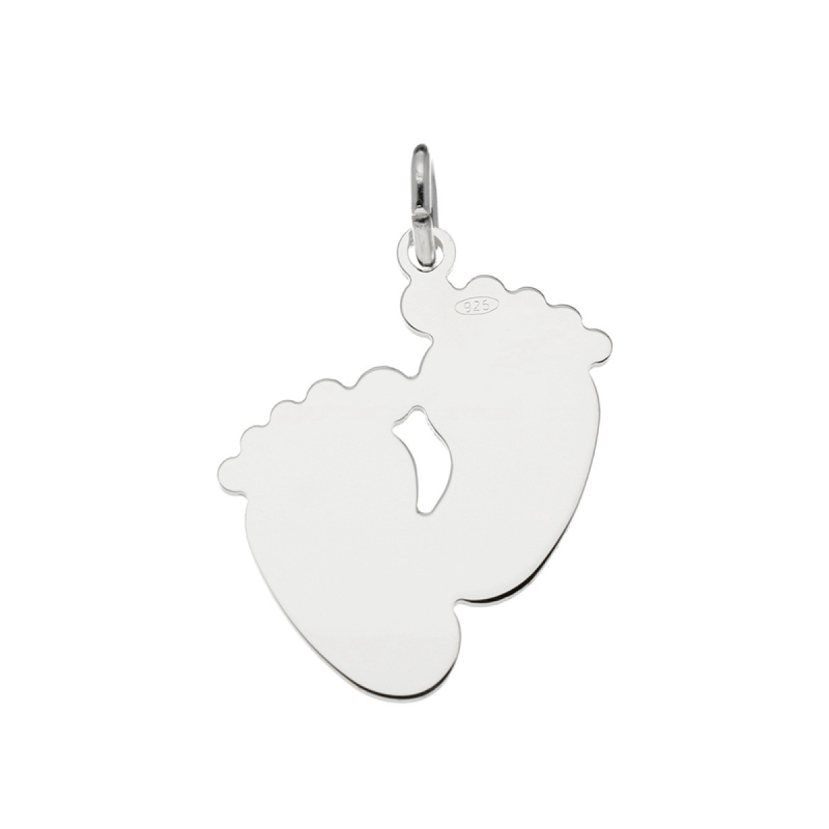 GLOW 142.0114.00 925 zilveren hanger met baby voetjes en glanzend oppervlak 21 mm breed - Hoogte 24 mm