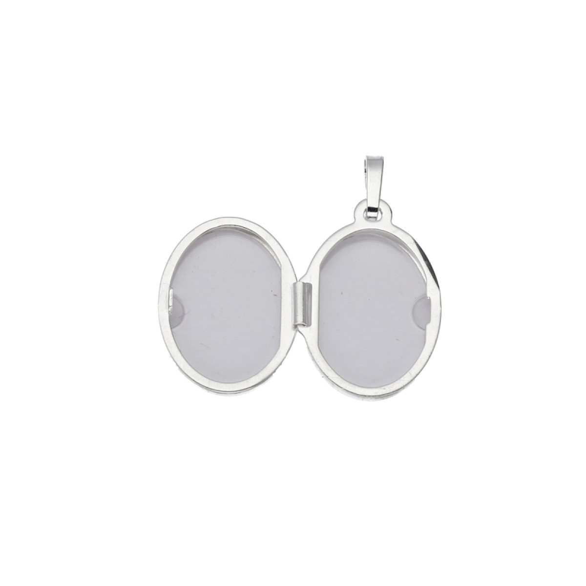 GLOW 145.0058.00 zilveren ovale medaillonhanger met mat en glanzend oppervlak - Hoogte 12 mm