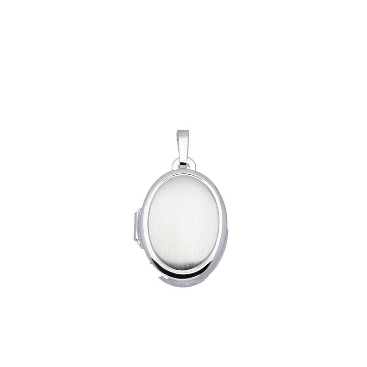 GLOW 145.0058.00 zilveren ovale medaillonhanger met mat en glanzend oppervlak - Hoogte 12 mm