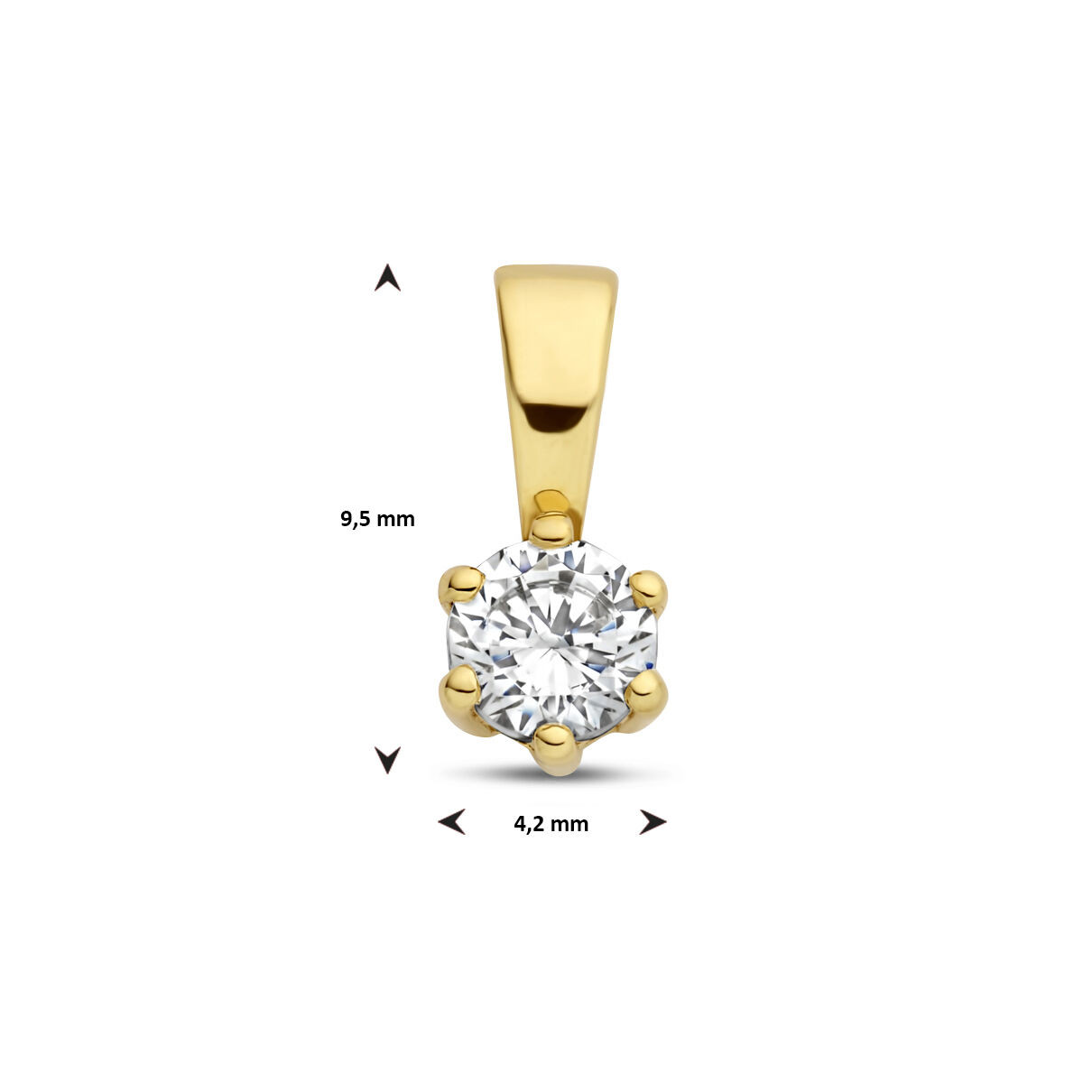 Gouden hanger zirkonia 4 mm
