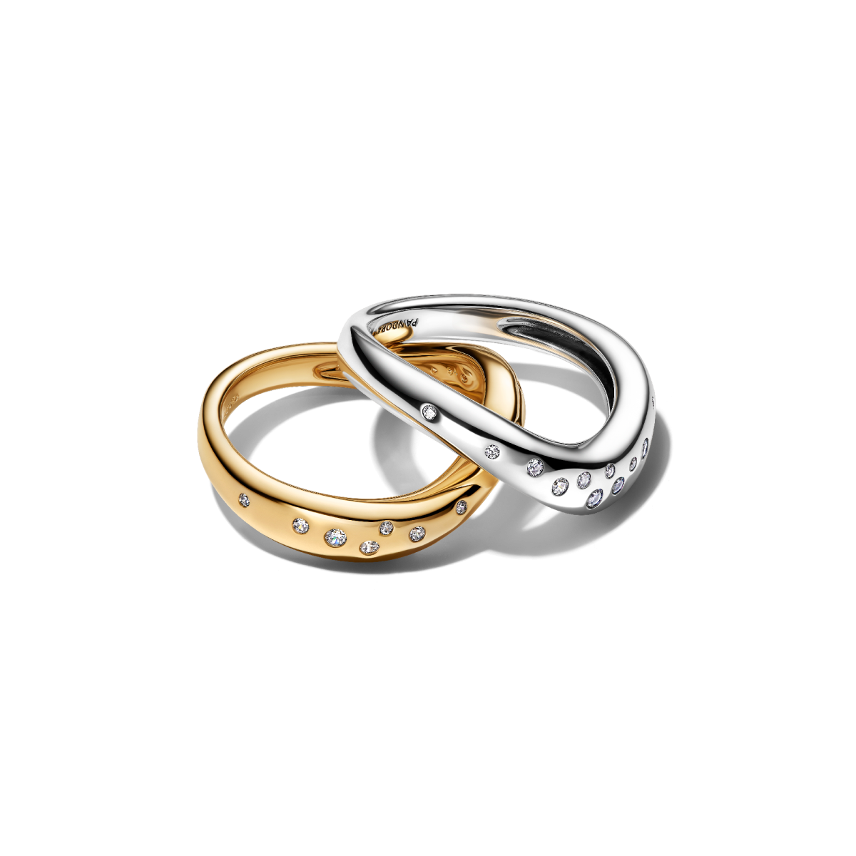 Pandora Essence 164674C01 dubbele bicolor ring met transparant zirkonia's