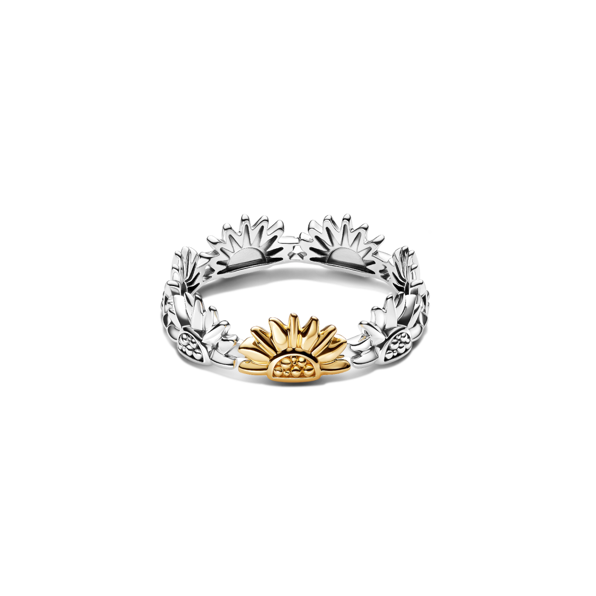 Pandora Moments 164702C00 bicolor ring met zonnebloemen 8.4 mm breed
