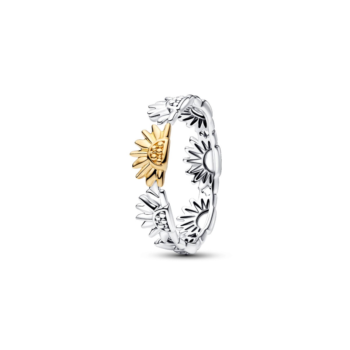 Pandora Moments 164702C00 bicolor ring met zonnebloemen 8.4 mm breed