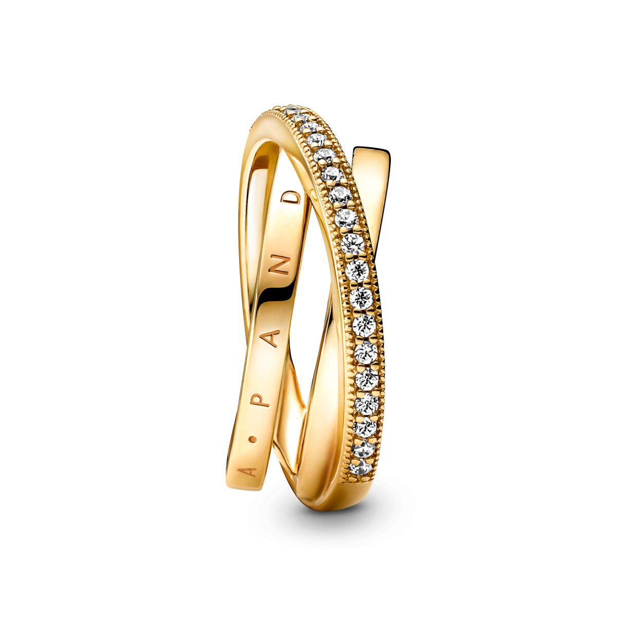 Pandora Signature 169057C01 ring Pandora logo met transparante zirkonia