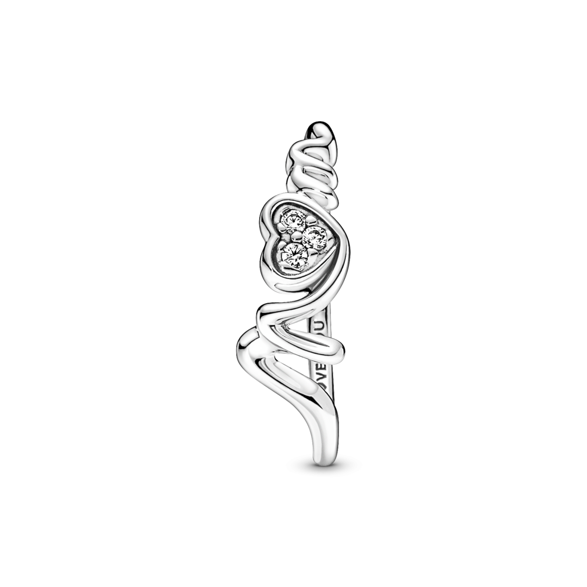 Pandora Moments 191149C01 hartjes ring met Mum / Mama en met transparante zirkonia