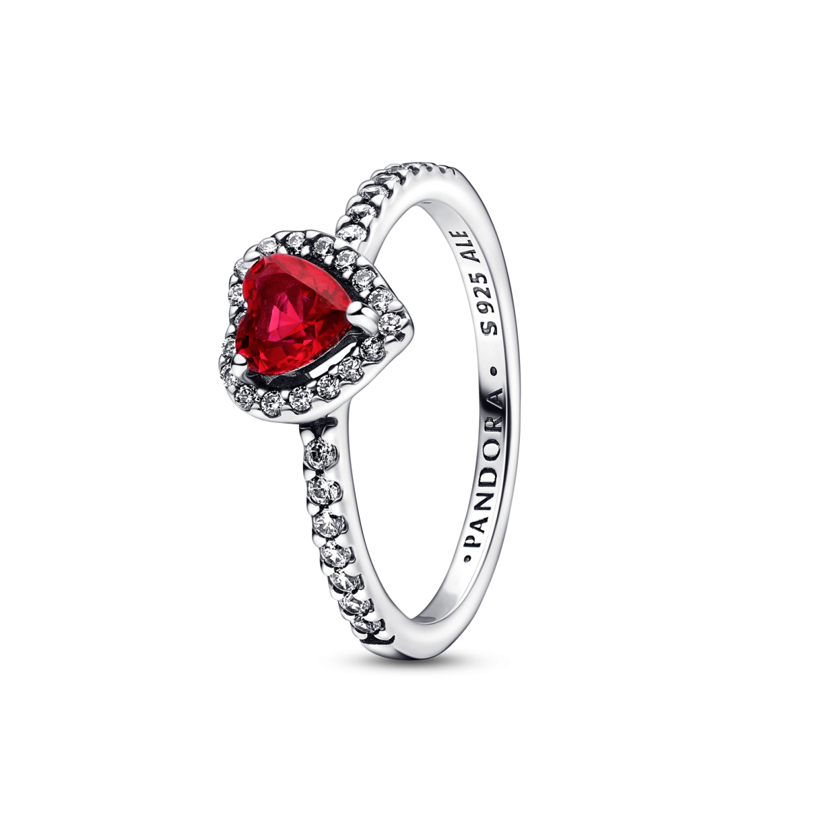 Pandora Timeless 198421C02 ring hartje met rode kristal en transparante zirkonia