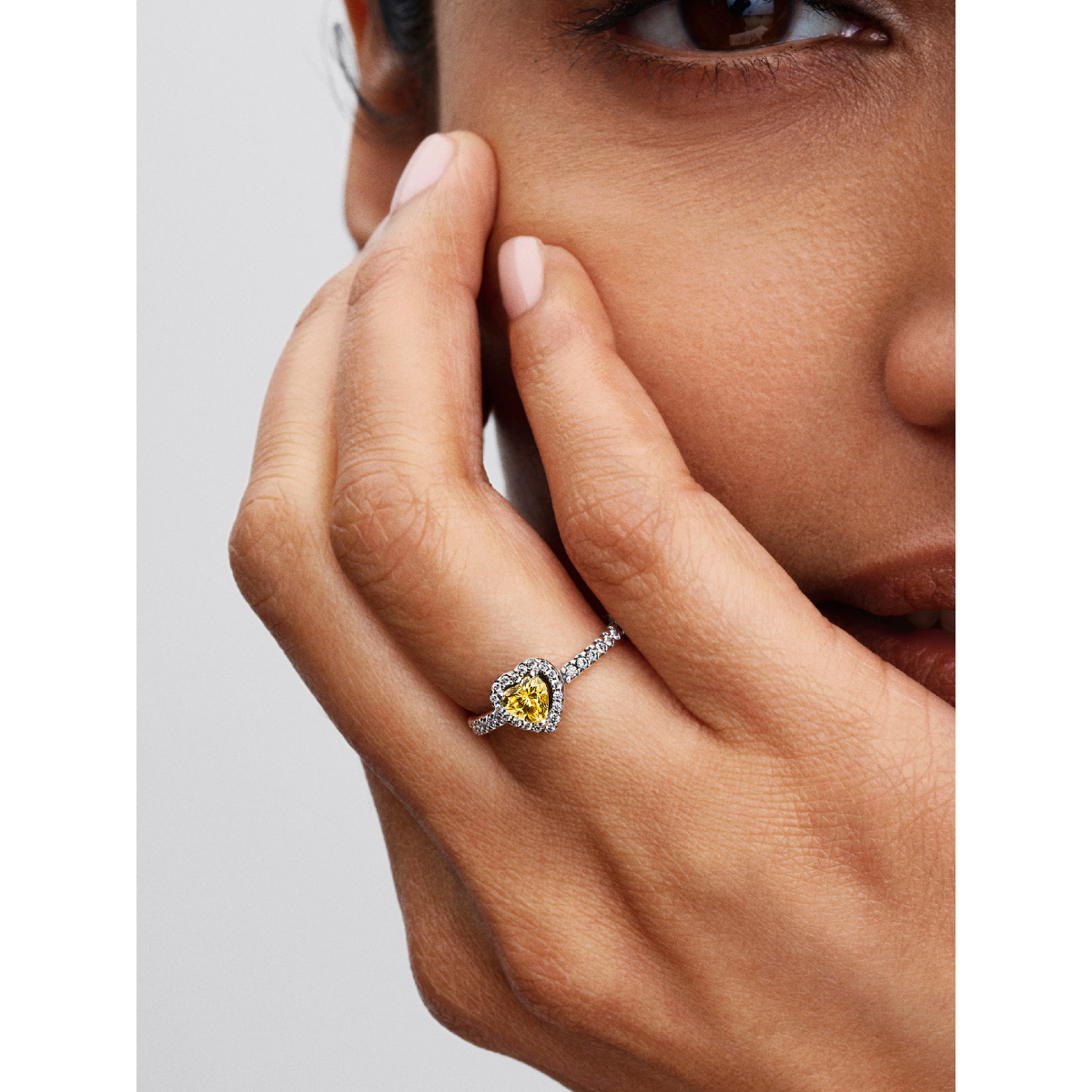 Pandora Timeless 198421C06 entourage ring van zilver met geel hartje en zirkonia