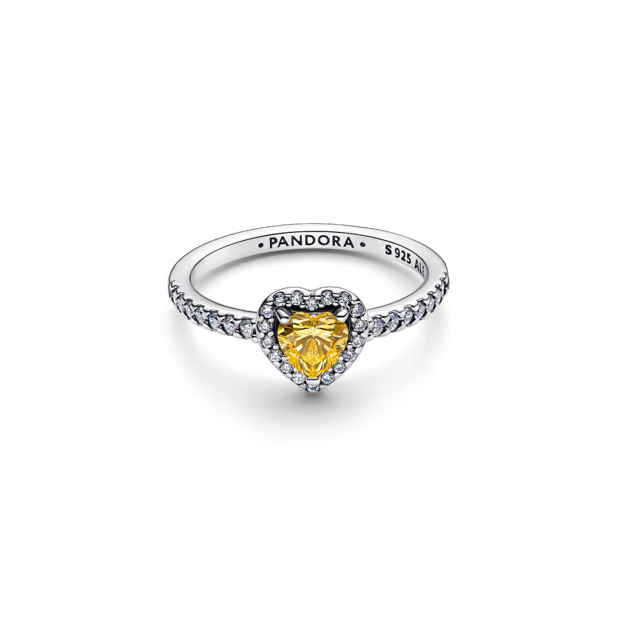 Pandora Timeless 198421C06 entourage ring van zilver met geel hartje en zirkonia