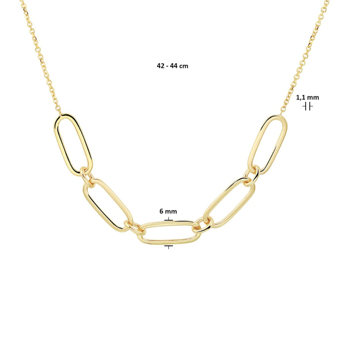 Gouden paperclip ketting 6.0 mm 42-44 cm
