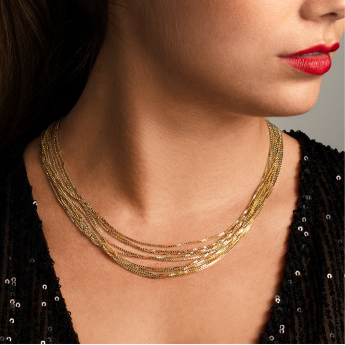 GLOW 201.1250/4.3 14-karaat gouden ketting voor hanger Venetiaanse schakel 1.1 mm breed - Lengte 50 cm