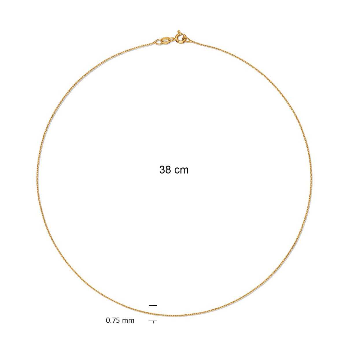 GLOW 201.2538/1.2 14-karaat gouden anker schakelketting 0.8 mm breed - Lengte 38 cm