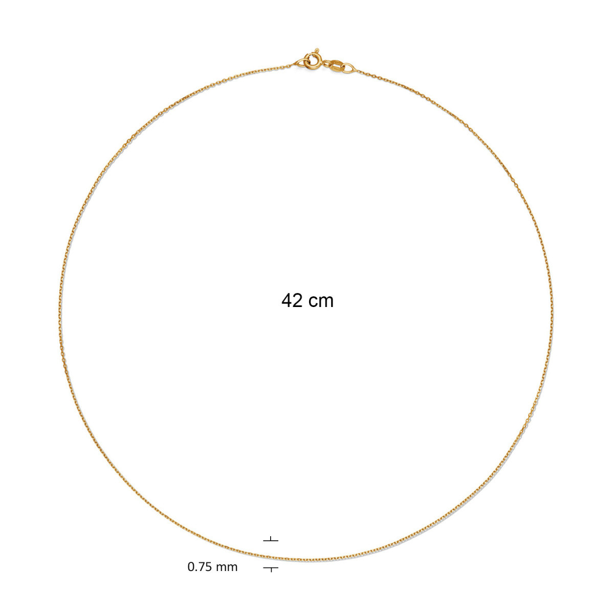 GLOW 201.2542/1.2 gouden glanzende schakelketting met anker 0.8 mm breed - Lengte 42 cm