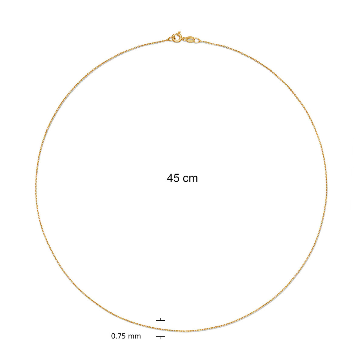 GLOW 201.2545/1.2 gouden schakelketting met ankerschakel 0.8 mm breed - Lengte 45 cm