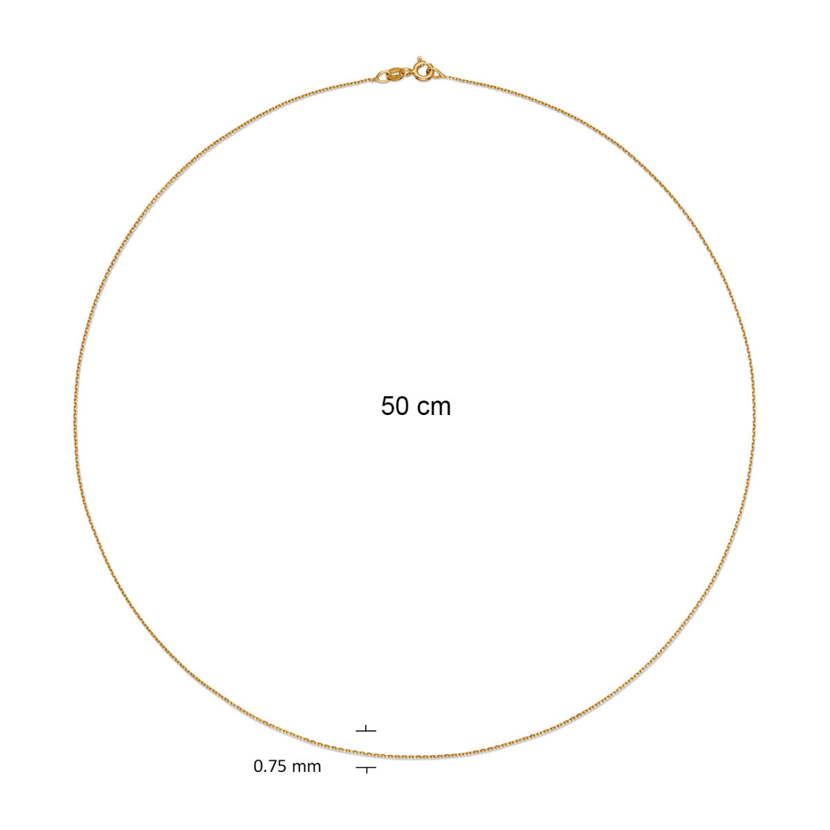 GLOW 201.2550/1.6 14-karaat gouden schakelketting met ankerschakel 0.8 mm breed - Lengte 50 cm