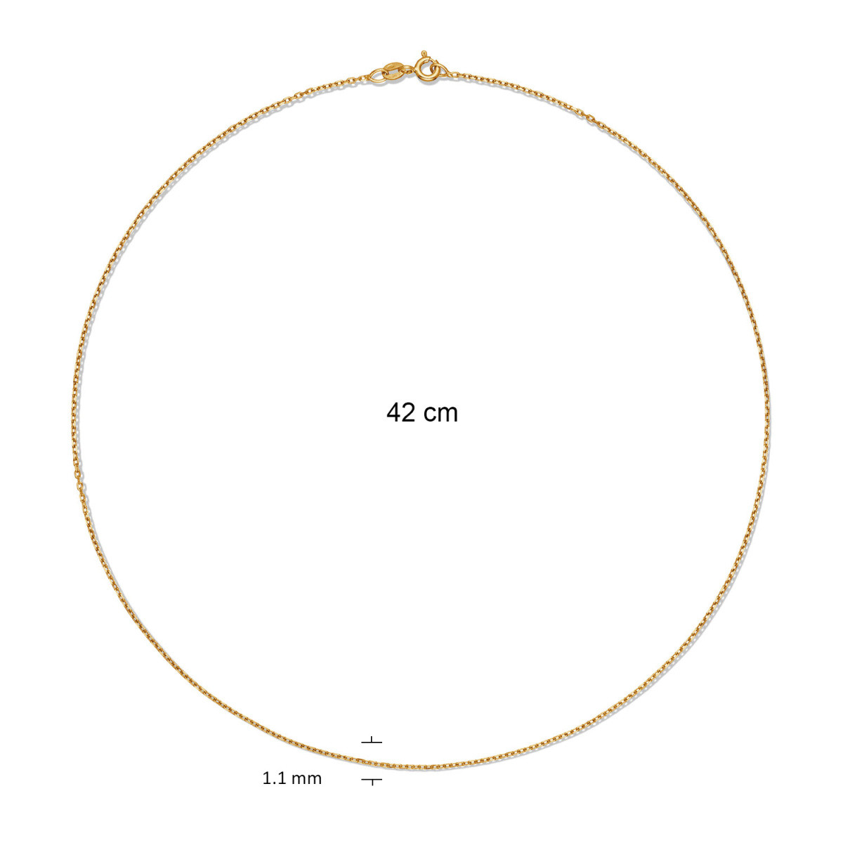 GLOW 201.2742/1.5 14-karaat gouden schakelketting met anker 1.1 mm breed - Lengte 42 cm