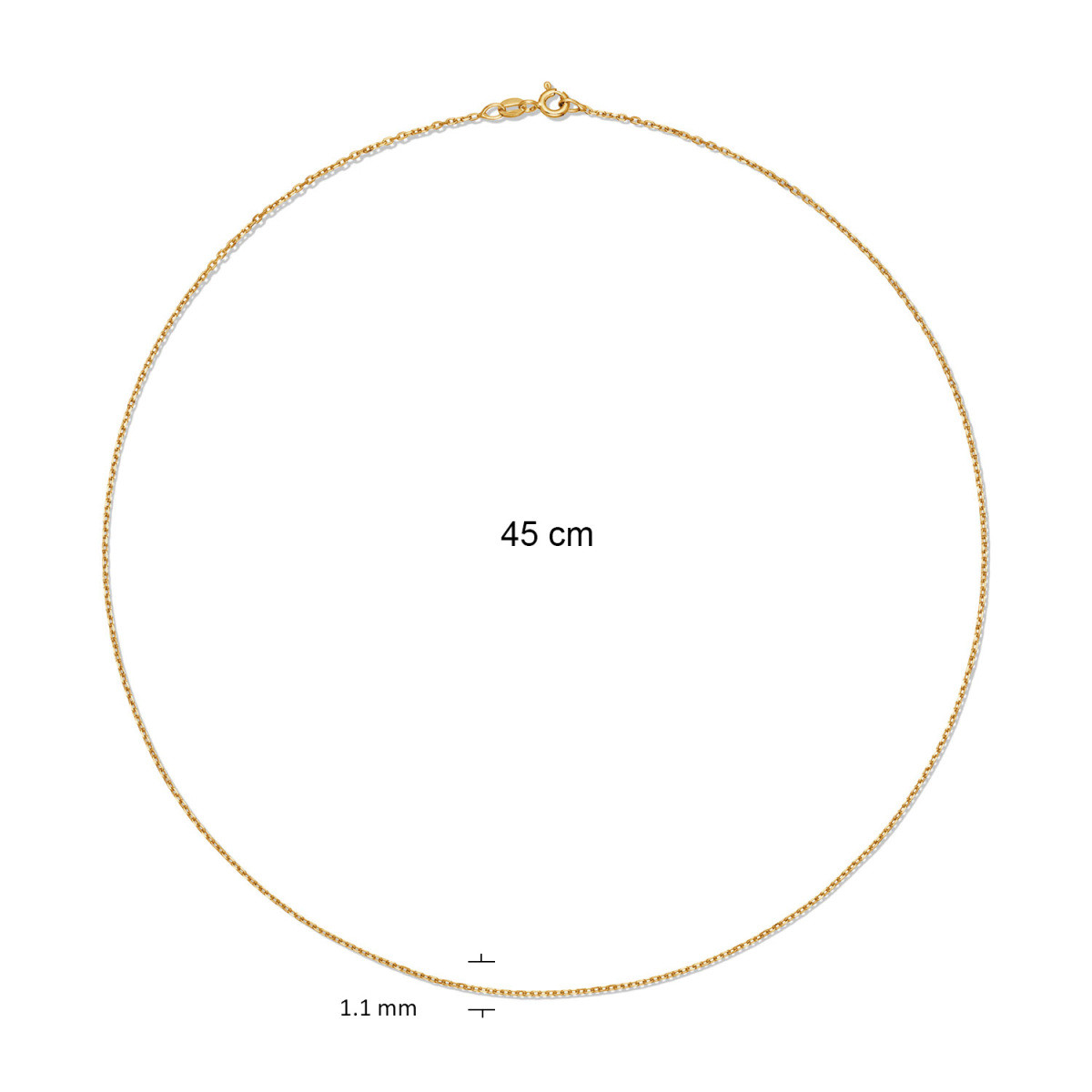 GLOW 201.2745/2.0 14-karaat gouden schakelketting met ankerschakel 1.1 mm breed - Lengte 45 cm