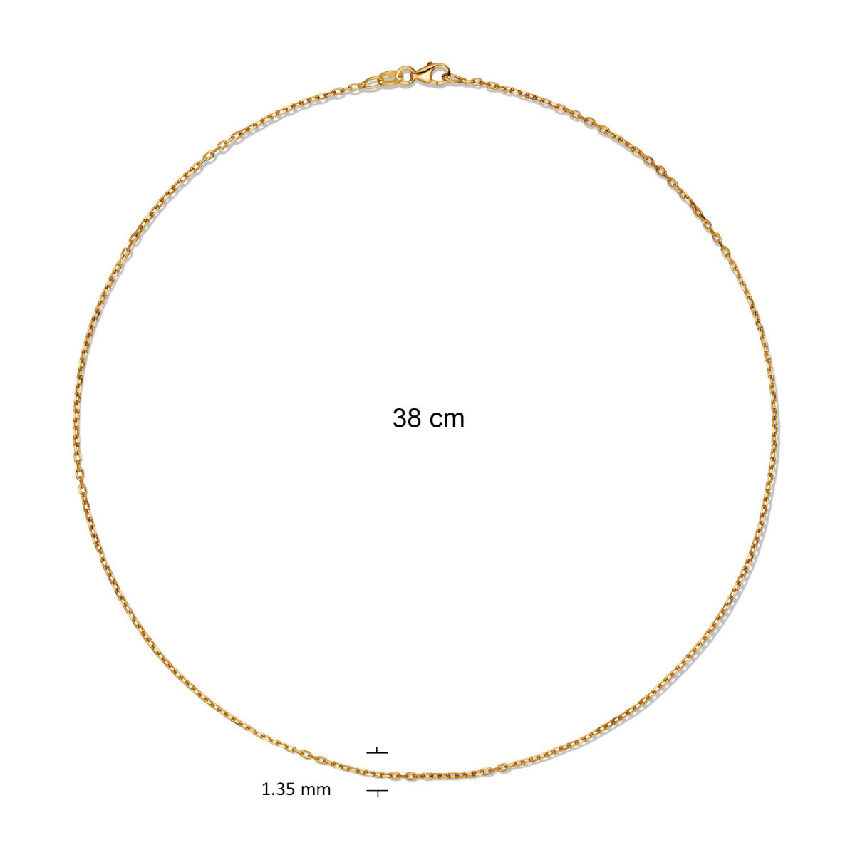 GLOW 201.2838/2.1 14-karaat gouden schakelketting met anker schakel 1.4 mm breed - Lengte 38 cm