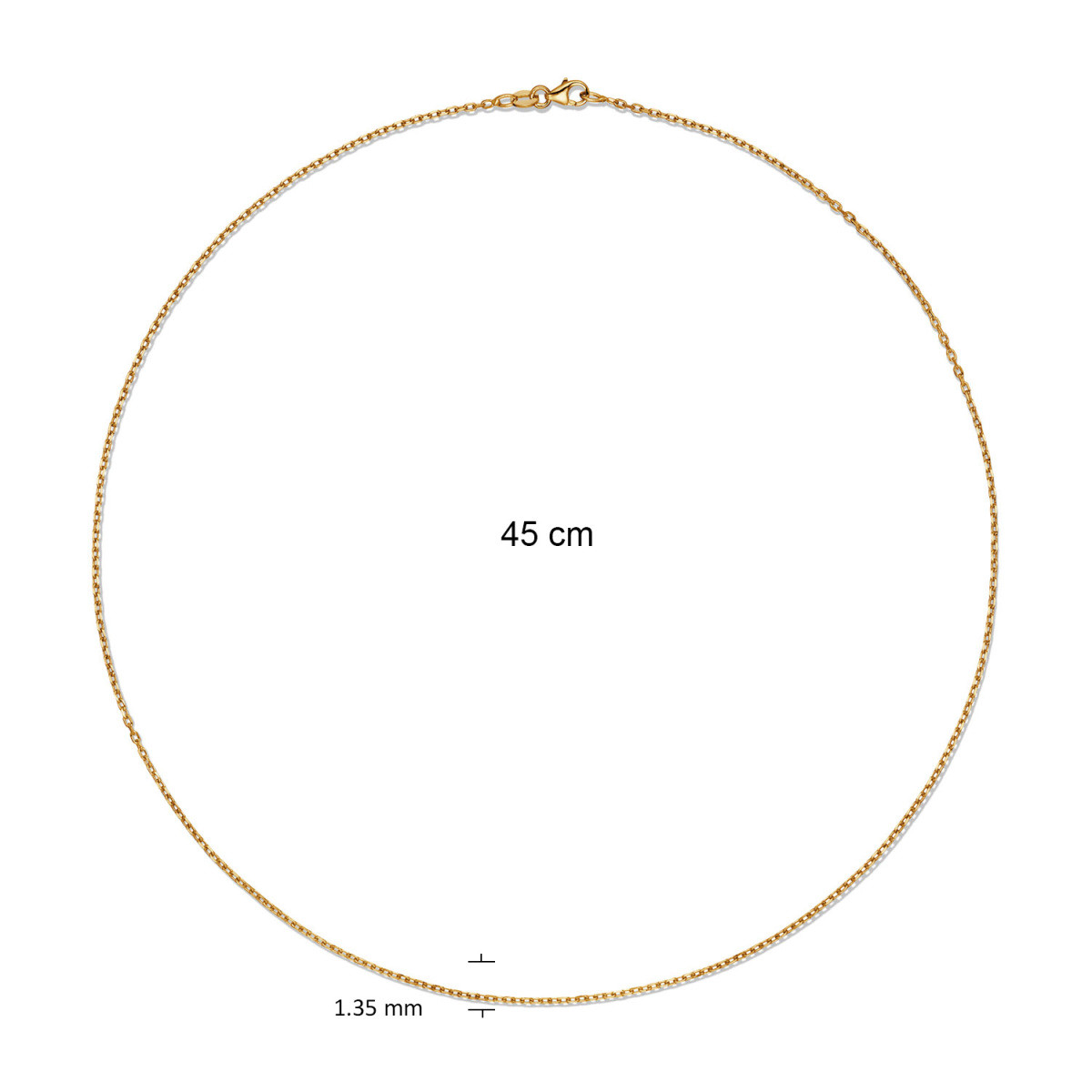 GLOW 201.2845/2.5 gouden schakelketting met ankerschakel 1.4 mm breed - Lengte 45 cm