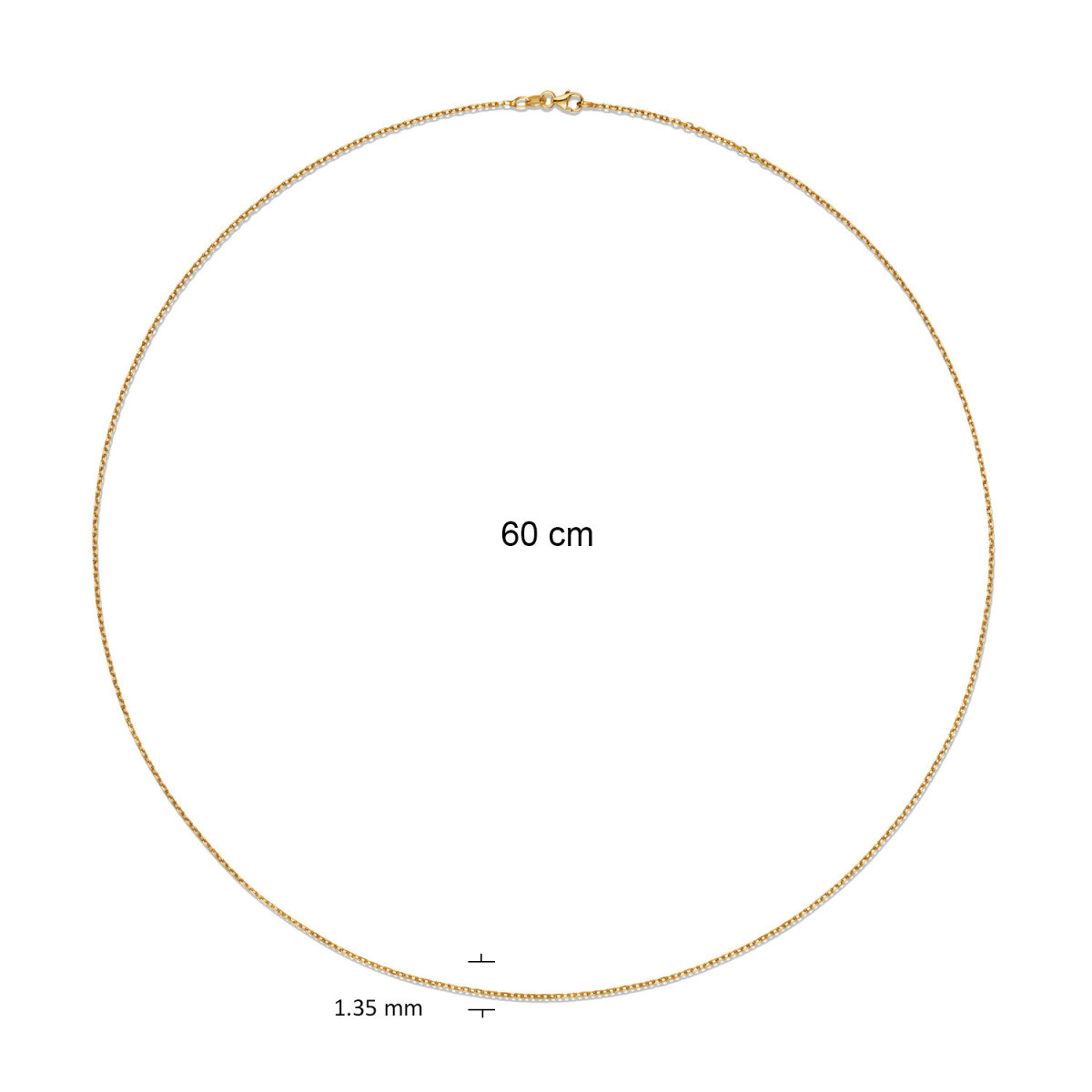 GLOW 201.2860/3.0 14-karaat gouden anker schakelketting voor hanger 1.4 mm breed - Lengte 60 cm