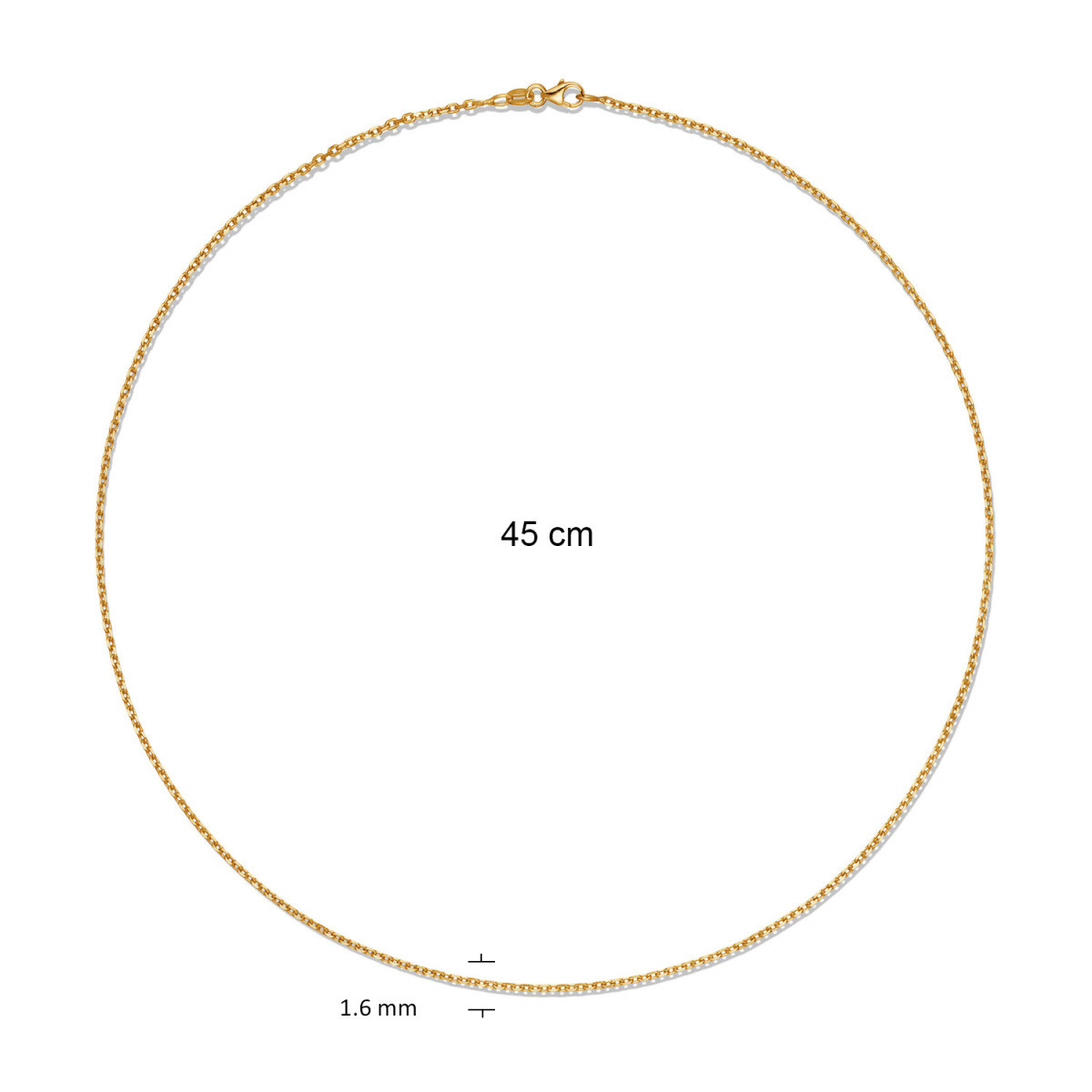 GLOW 201.2945/3.4 14-karaat gouden schakelketting met ankerschakel 1.6 mm breed - Lengte 45 cm