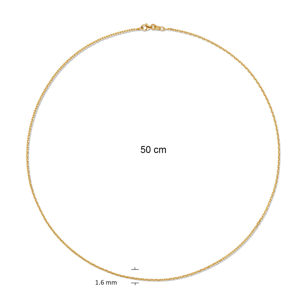 GLOW 201.2950/4.2 14-karaat gouden schakelketting met ankerschakel 1.6 mm breed - Lengte 50 cm