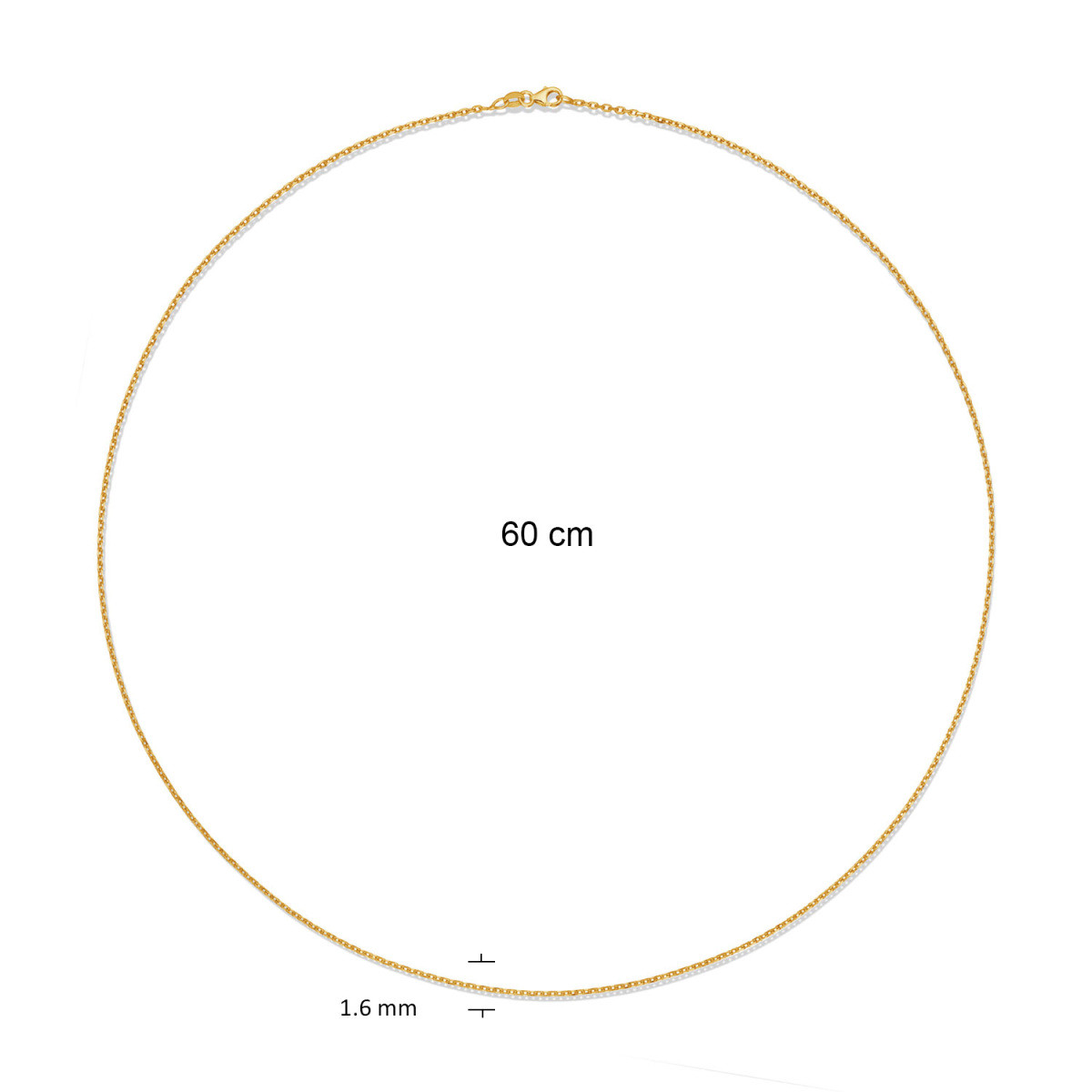 GLOW 201.2960/4.7 14-karaat gouden schakelketting met ankerschakel 1.6 mm breed - Lengte 60 cm