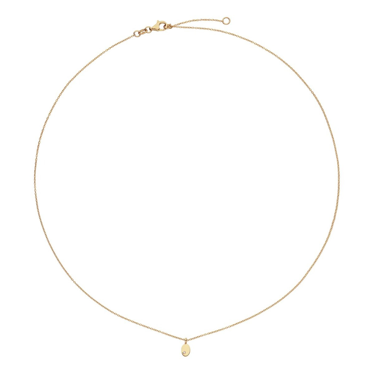 GLOW 202.0009.45 14-karaat gouden ketting met hanger zirkonia ovaal 3 mm x 8 mm - Lengte 42.5-45 cm