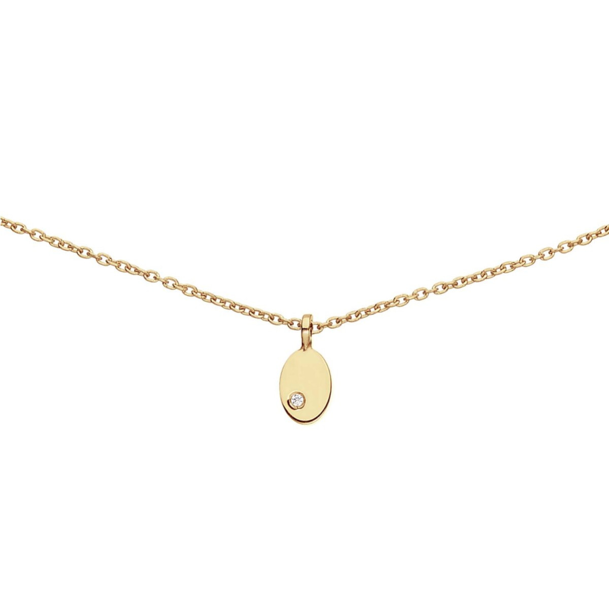 GLOW 202.0009.45 14-karaat gouden ketting met hanger zirkonia ovaal 3 mm x 8 mm - Lengte 42.5-45 cm