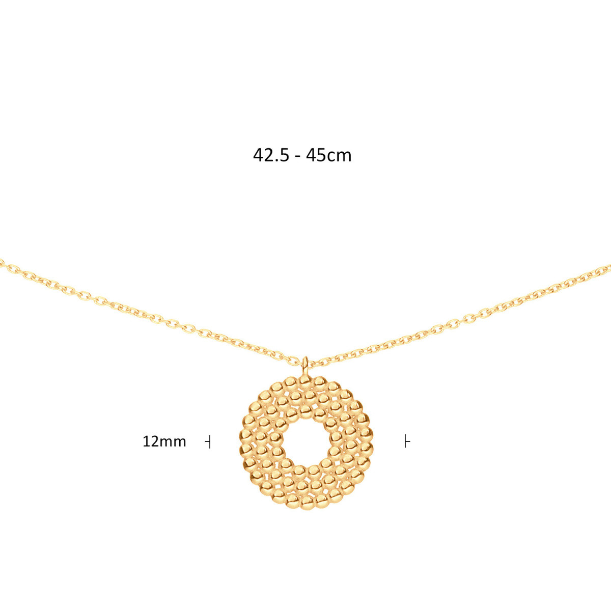 GLOW 202.0025.45 14-karaat gouden ketting met hanger rond bolletjes - Lengte 42.5-45 cm
