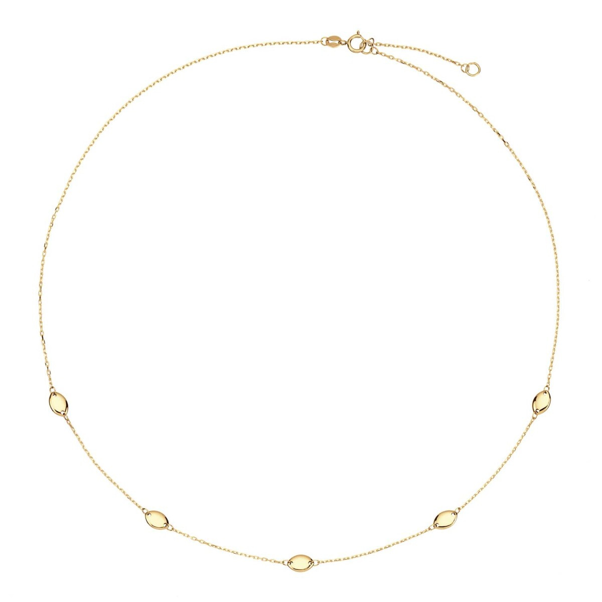 GLOW 202.0027.45 14-karaat gouden ketting met hanger ovale elementen 5 mm x 3 mm - Lengte 42.5-45 cm