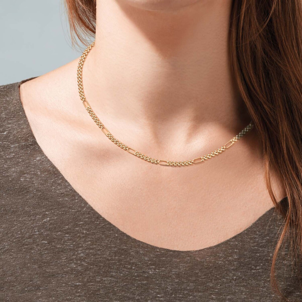 GLOW 202.0028.45 glanzende 14-karaat gouden schakelketting 4 mm breed - Lengte 45 cm