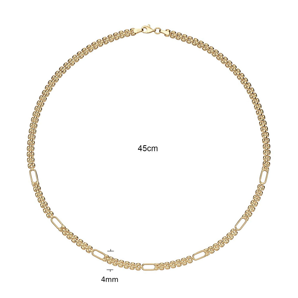 GLOW 202.0028.45 glanzende 14-karaat gouden schakelketting 4 mm breed - Lengte 45 cm
